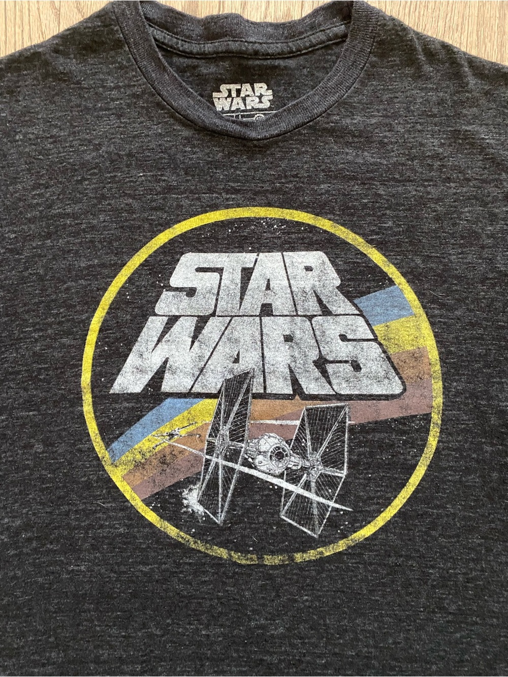 Star Wars Mad Engine Retro TIE Fighter Rainbow Circle Graphic Tee Large